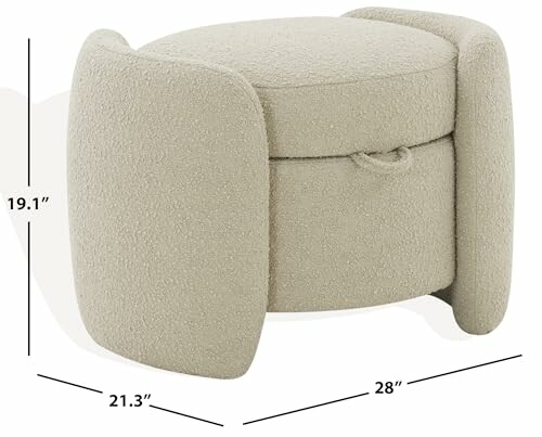 Beige accent chair with storage, dimensions 19.1x21.3x28 inches.