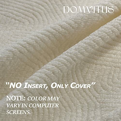 Beige textured fabric cover with note about color variation.