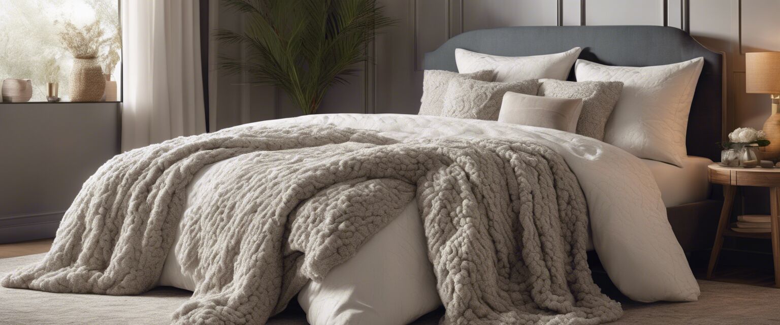 Bed with boucle throw