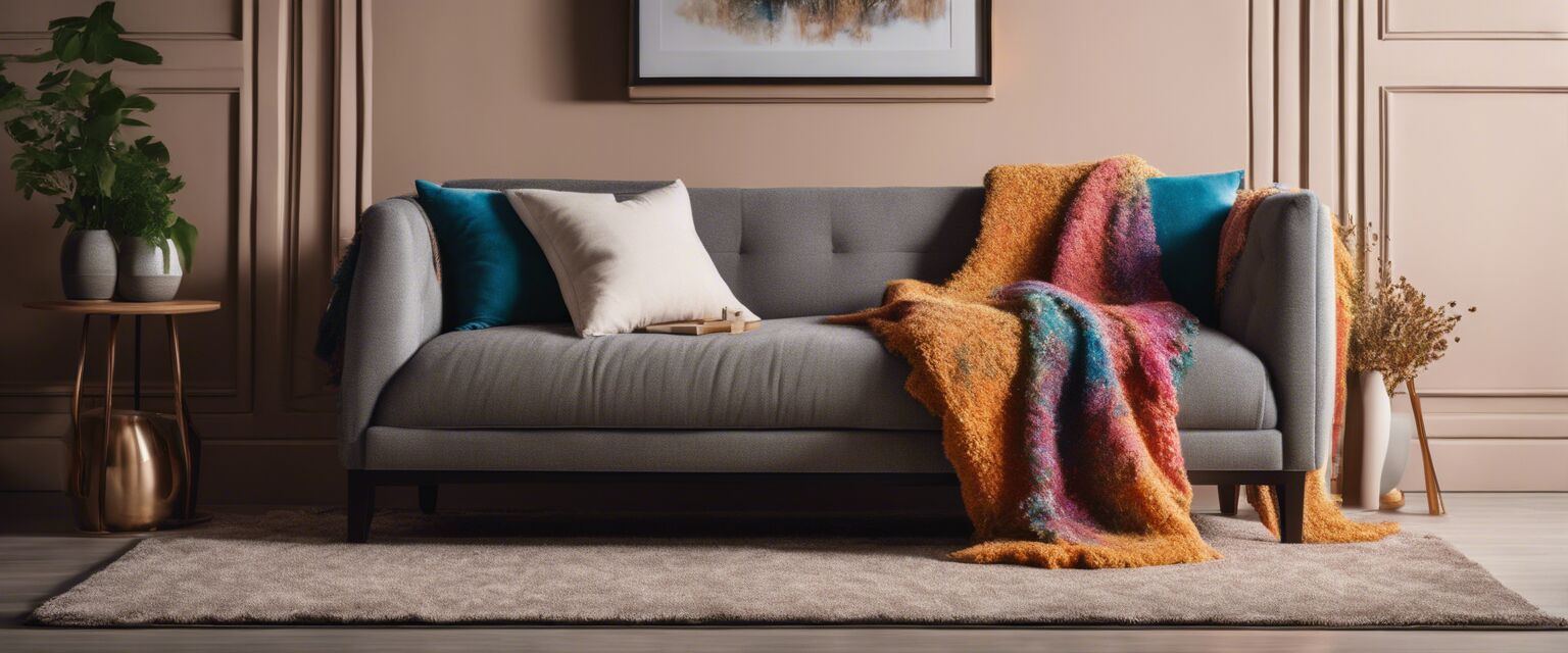 Couch with boucle throw