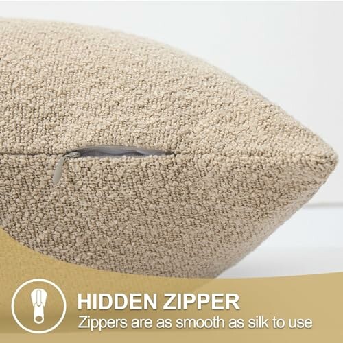 Close-up of a cushion with a hidden zipper.