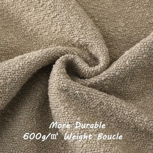 Close-up of durable boucle fabric with 600g/m² weight.