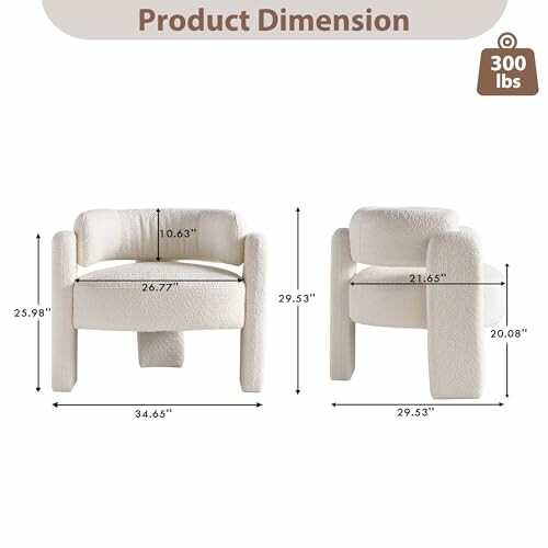 Dimensions of a modern accent chair with weight capacity