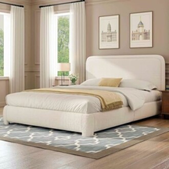 Boucle Upholstered Full Size Bed Frame