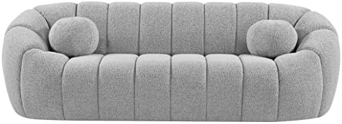 Modern gray sofa with rounded cushions