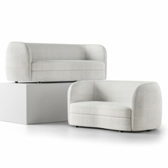 Furniture of America Nimiane Modern Boucle 2 Piece Sofa and Loveseat Set