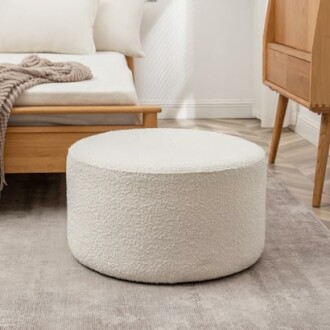 Modern Round Boucle Ottoman