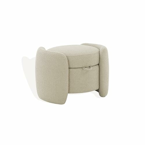 Modern round beige stool with storage