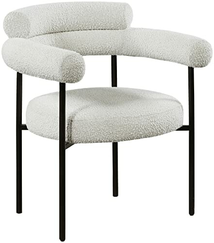 Modern white accent chair with black metal legs