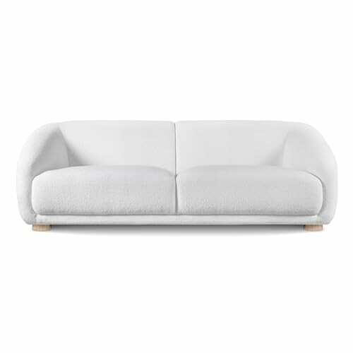 Modern white sofa with wooden legs