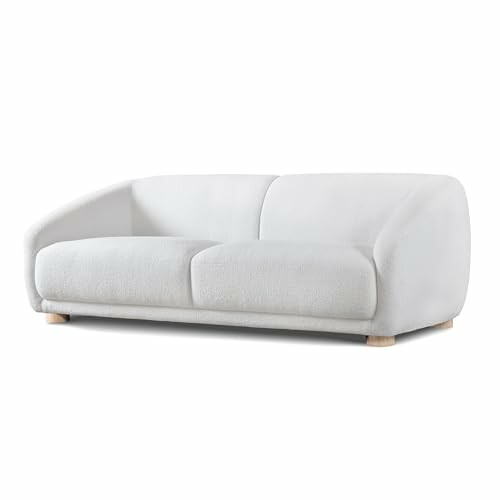 Modern white sofa with wooden legs