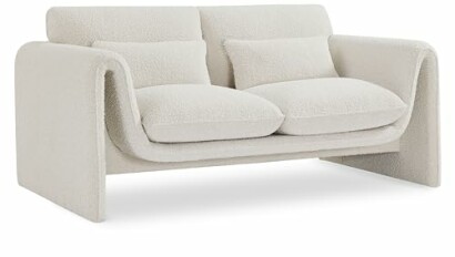 Meridian Furniture Cream Boucle Loveseat