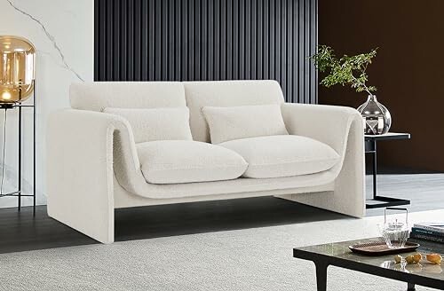 Modern white sofa in stylish living room