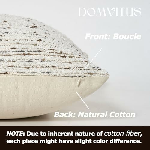 Textured pillow with front boucle and back natural cotton.