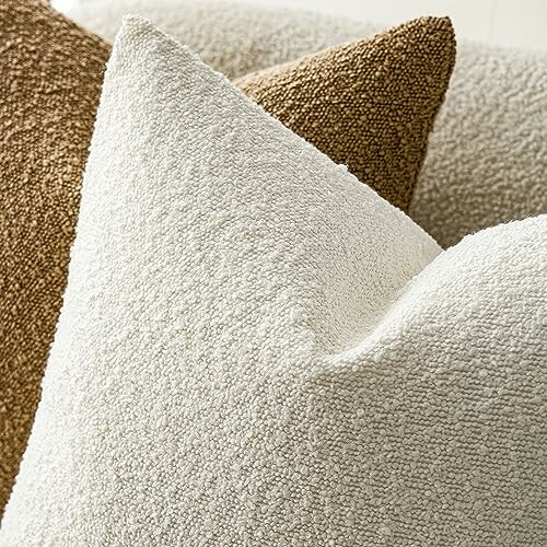 Close-up of textured brown and white pillows.